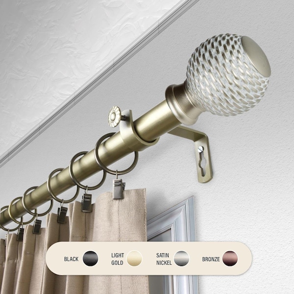 Central Design 1 in. Wicker Curtain Rod with 48 to 84 in. Extension, Gold - 100-76-483