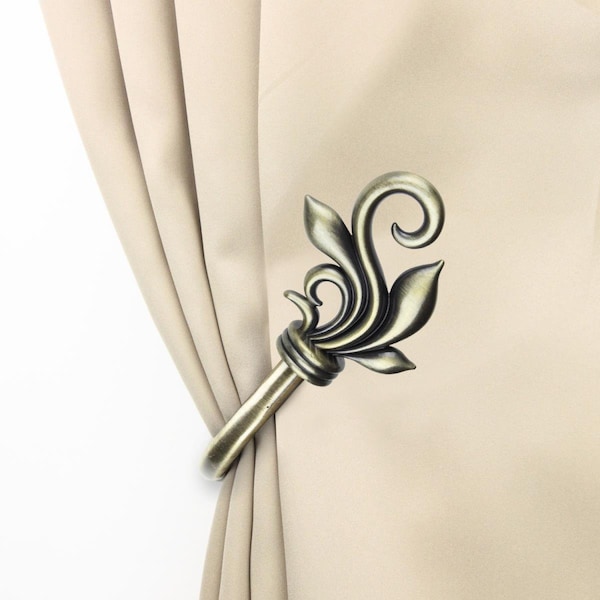 H2H Giles Curtain Holdback Set, Antique Brass - Set of 2 - H23186351