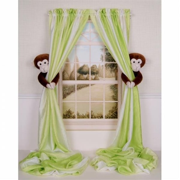 Curtain Critters Curtain Critters ALCHMY150909SET Plush Safari Chocolate Monkey Curtain Tieback Set- 2 - ALCHMY150909SET