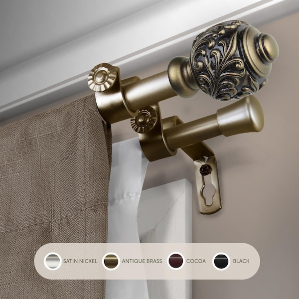 Central Design 0.625 in. Aria Double Curtain Rod with 48 to 84 in. Extension, Antique Gold - 5709-484D