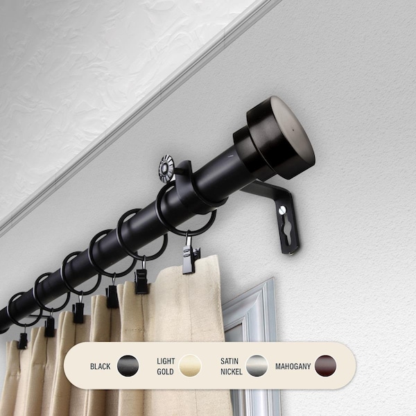 Kd Encimera 1 in. Cover Curtain Rod with 160 to 240 in. Extension, Black - KD3714670