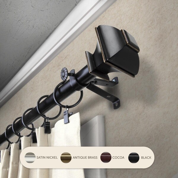 Central Design 0.8125 in. Vicky Curtain Rod with 28 to 48 in. Extension, Black - 4882-282