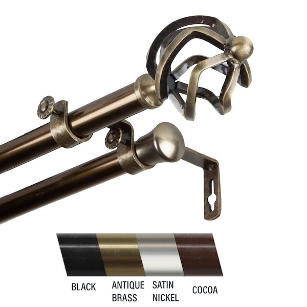 Central Design Giro 0.81 in. Double Curtain Rod; 66-120 in. - Antique Brass - 4742-664