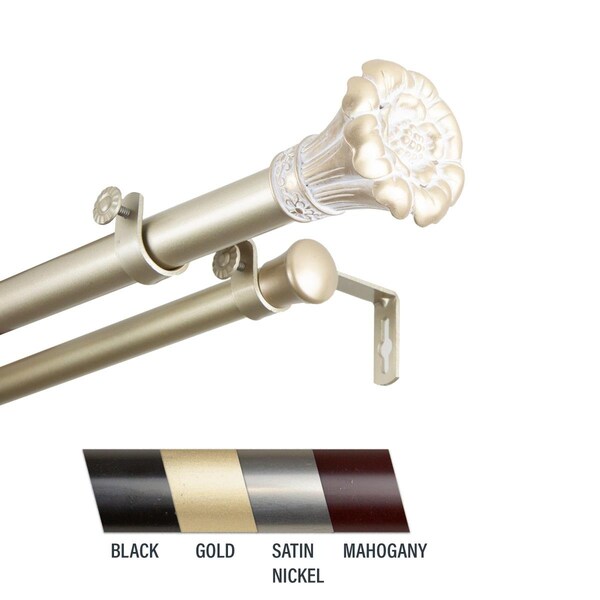 Central Design Flora 1 in. Double Curtain Rod; 160-240 in. - Light Gold - 100-02-1603-D