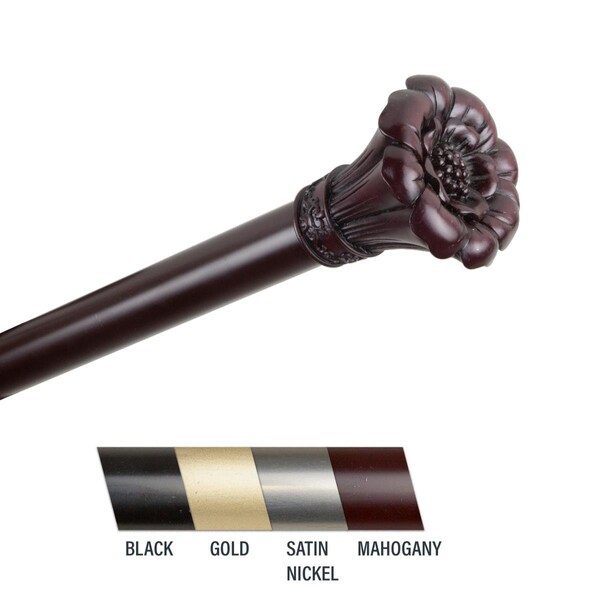Central Design Flora 1 in. Curtain Rod; 48-84 in. - Mahogany - 100-02-486