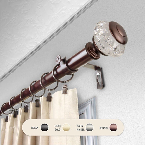 Central Design 1 in. Lyla Curtain Rod with 48 to 84 in. Extension, Bronze - 100-59-489