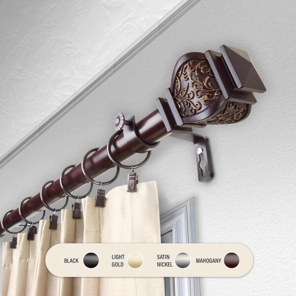 Central Design 1 in. Harrison Curtain Rod with 120 to 170 in. Extension, Mahogany - 100-14-996