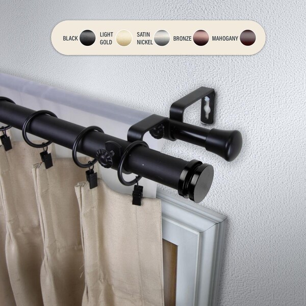 Kd Encimera 1 in. Cap Double Curtain Rod with 120 to 170 in. Extension, Black - KD3721142