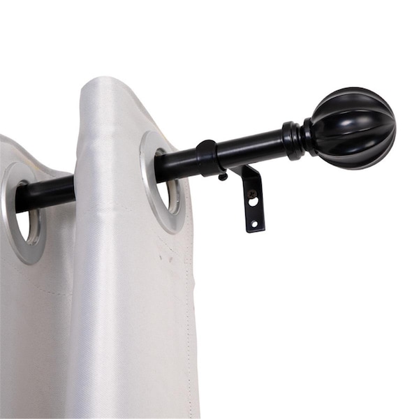 Utopia Alley 0.75 in. Single Decorative Drapery Adjustable Curtain Rods for Windows 48 to 86 in. - Black - D54Z