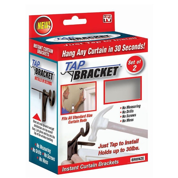 Tap Bracket 30 lbs As Seen on TV Steel Curtain Bracket, Bronze - TA7412