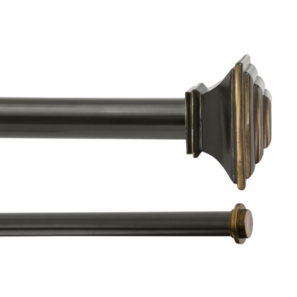 Kenney Mfg Kenney Mission 1" Premium Decorative Window Double Curtain Rod, 66-120", Oil Rubbed Bronze - KN85064