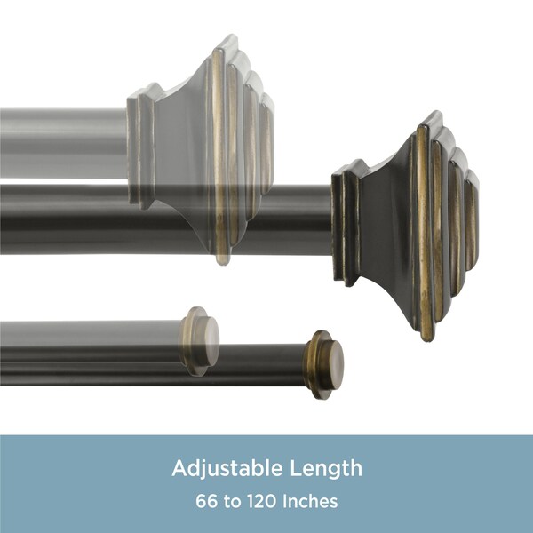 Kenney Mfg Kenney Mission 1" Premium Decorative Window Double Curtain Rod, 66-120", Oil Rubbed Bronze - KN85064
