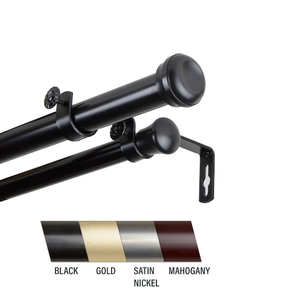 Central Design Cillo 1 in. Double Curtain Rod, 28-48 in. - Black - CE437037