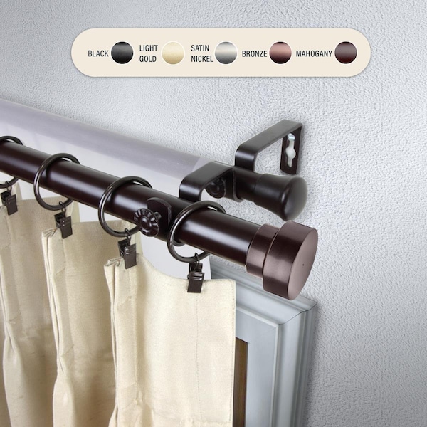 Central Design 1 in. Cover Double Curtain Rod with 28 to 48 in. Extension, Mahogany - 100-37-286-D