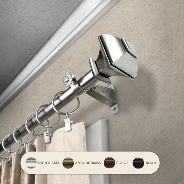 Central Design 0.8125 in. Vicky Curtain Rod with 120 to 170 in. Extension, Satin Nickel - 4882-995