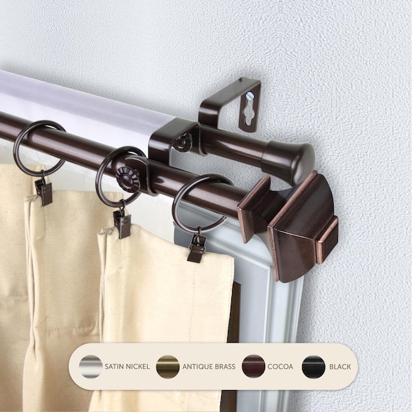 Kd Encimera 0.8125 in. Vicky Double Curtain Rod with 66 to 120 in. Extension, Cocoa - KD3723433