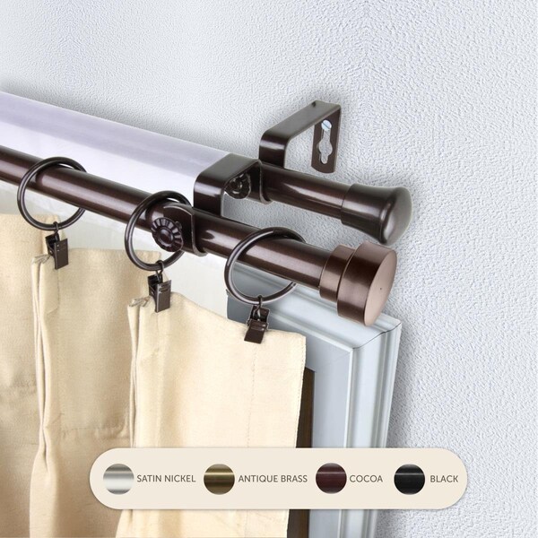Central Design 0.8125 in. Cappa Double Curtain Rod with 120 to 170 in. Extension, Cocoa - 4737-997