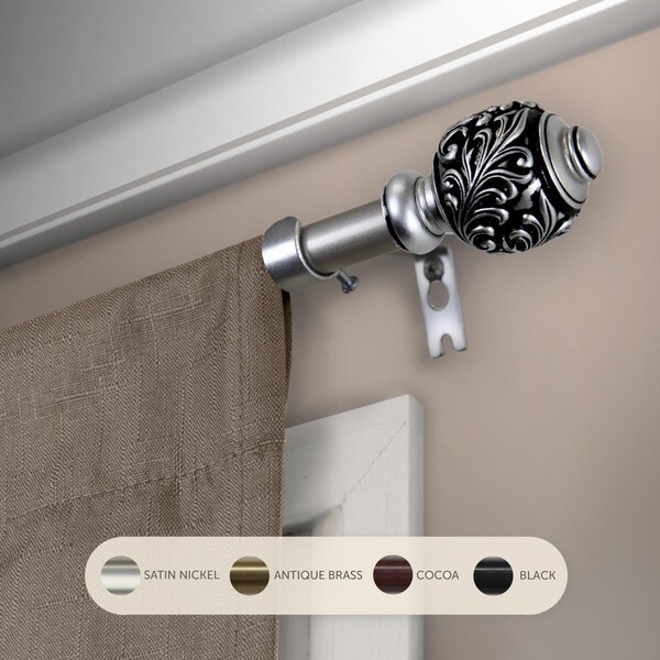 Central Design 0.625 in. Aria Curtain Rod with 28 to 48 in. Extension, Satin Nickel - 5709-285