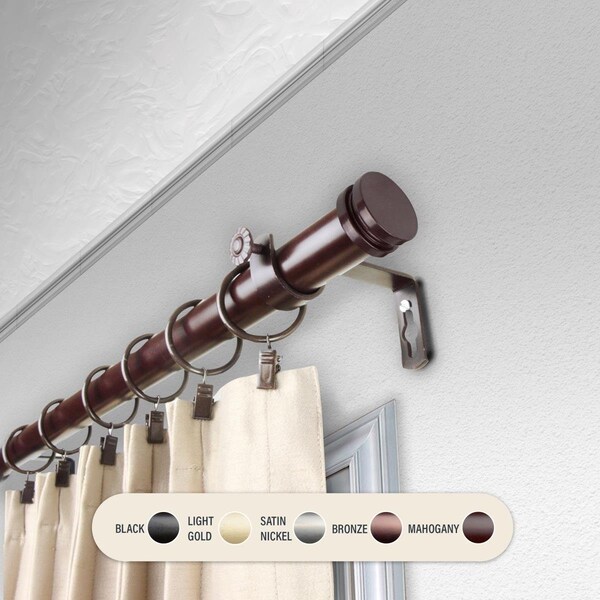 Central Design 1 in. Cap Curtain Rod with 66 to 120 in. Extension, Bronze - 100-50-669