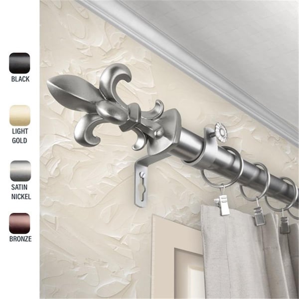 Kd Encimera 1 in. Silas Curtain Rod with 28 to 48 in. Extension, Satin Nickel - KD3736809