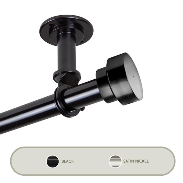 Central Design 1 in. Cover Ceiling Curtain Rod or Room Divider for 66 to 120 in. Windows, Black - 100-37-662CL