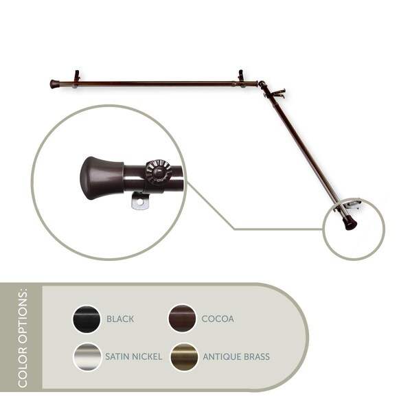 Central Design 0.8125 in. Single Corner Curtain Rod with 28 to 48 in. Extension on Each Side, Cocoa - CORNER-287