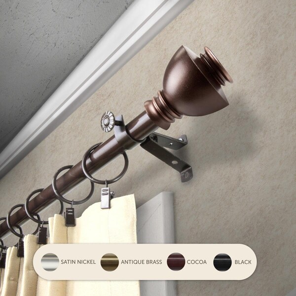 Kd Encimera 0.8125 in. Kingsly Curtain Rod with 66 to 120 in. Extension, Cocoa - KD3739933