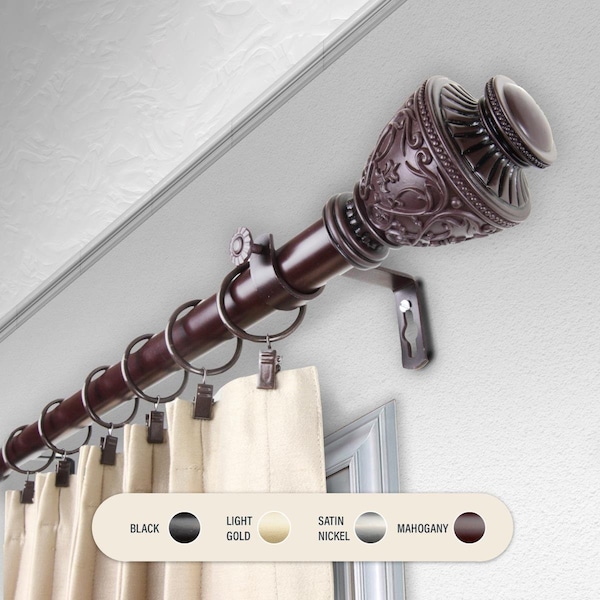 Kd Encimera 1 in. Ron Curtain Rod with 48 to 84 in. Extension, Mahogany - KD3739785
