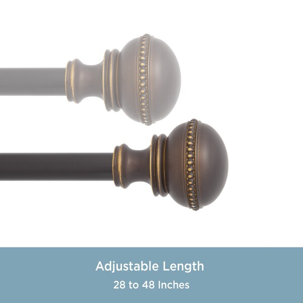 Kenney Mfg Kenney Crenshaw 5/8" Standard Decorative Window Curtain Rod, 28-48", Oil Rubbed Bronze - KN75305NP