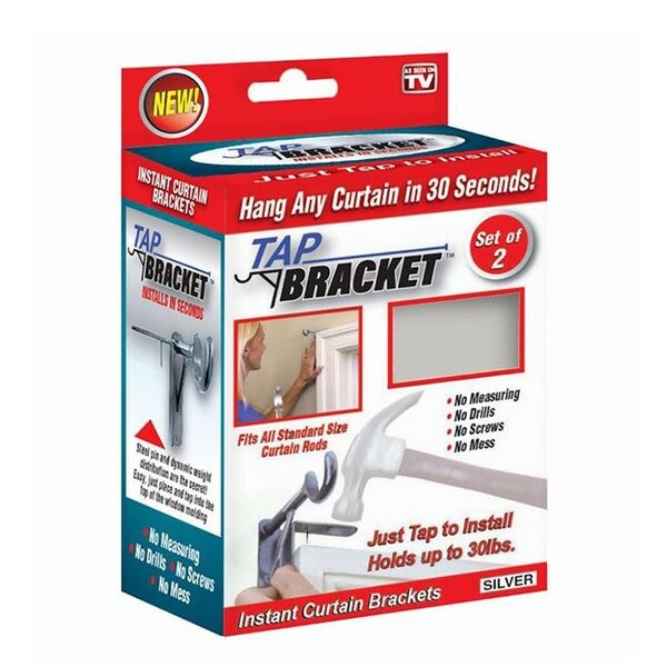 Tap Bracket Tap Bracket 6002389 30 lbs As Seen on TV Steel Curtain Bracket; Silver - 6002389