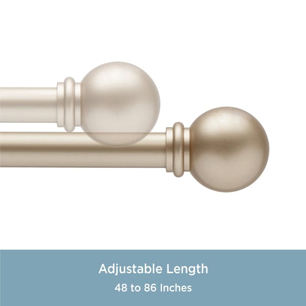 Kenney Mfg Kenney Chelsea 5/8" Standard Decorative Window Curtain Rod, 48-86", Soft Brass - KN71705