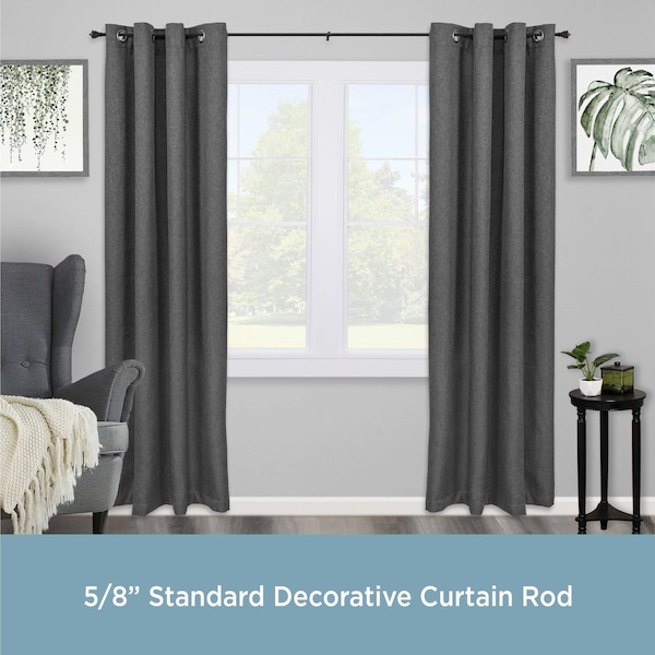 Kenney Mfg Kenney Kiera 5/8" Standard Decorative Window Curtain Rod, 48-86", Black - KN71670