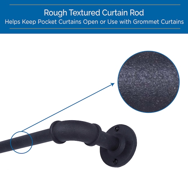 Sun Zero Sun Zero Bronn Industrial 3/4" Room Darkening Curtain Rod, 36-66", Matte Black - SN47073E