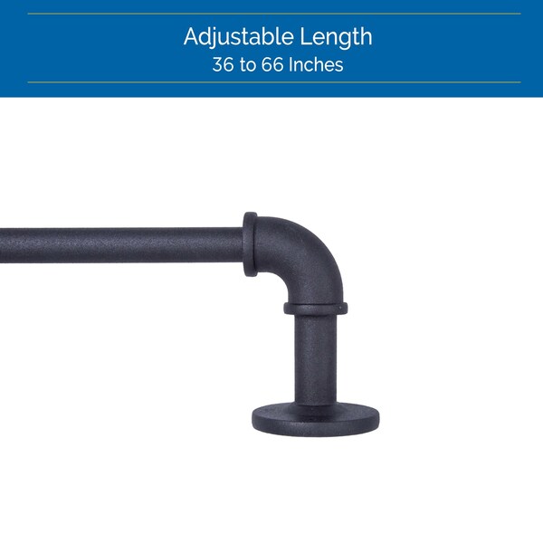 Sun Zero Sun Zero Bronn Industrial 3/4" Room Darkening Curtain Rod, 36-66", Matte Black - SN47073E