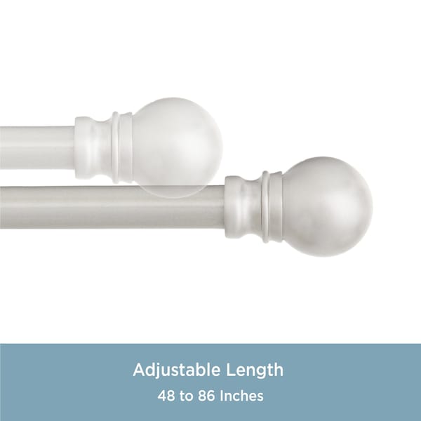 Kenney Mfg Kenney Davenport 1/2 Petite Cafe Decorative Window Curtain Rod, 48-86, Brushed Nickel - KN55971