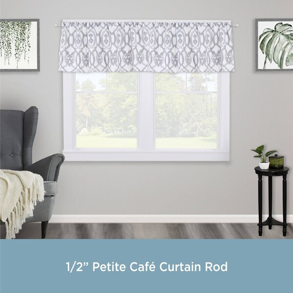 Kenney Mfg Kenney Davenport 1/2 Petite Cafe Decorative Window Curtain Rod, 48-86, Brushed Nickel - KN55971
