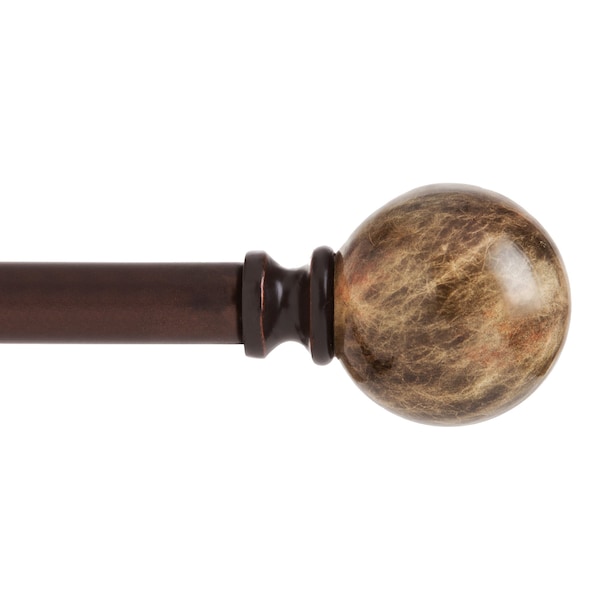 Kenney Mfg Kenney Marble Ball 3/4" Standard Decorative Window Curtain Rod, 66-120", Brown Marble - KN80437NP