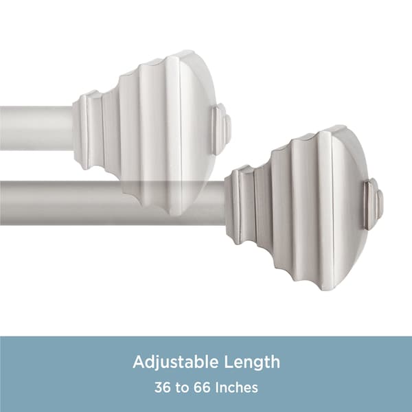 Kenney Mfg Kenney Jayden 3/4" Standard Decorative Window Curtain Rod, 36-66", Pewter - KN80207NP