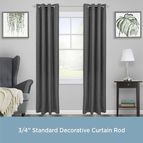 Kenney Mfg Kenney Jayden 3/4" Standard Decorative Window Curtain Rod, 36-66", Pewter - KN80207NP