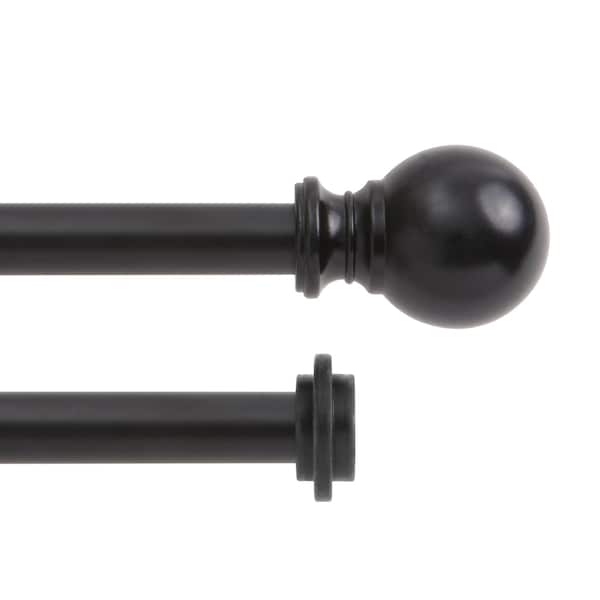 Kenney Mfg Kenney Ball 5/8" Standard Decorative Window Double Curtain Rod, 36-66", Matte Black - KN75917NP