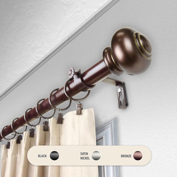 Central Design 1 in. Dani Curtain Rod with 120 to 170 in. Extension, Bronze - 100-34-999