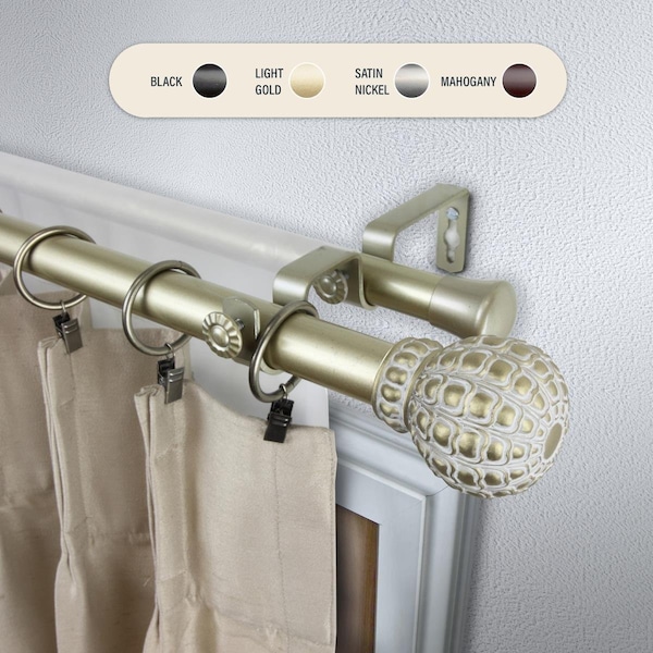 Central Design 1 in. Velia Double Curtain Rod with 48 to 84 in. Extension, Gold - 100-05-483-D