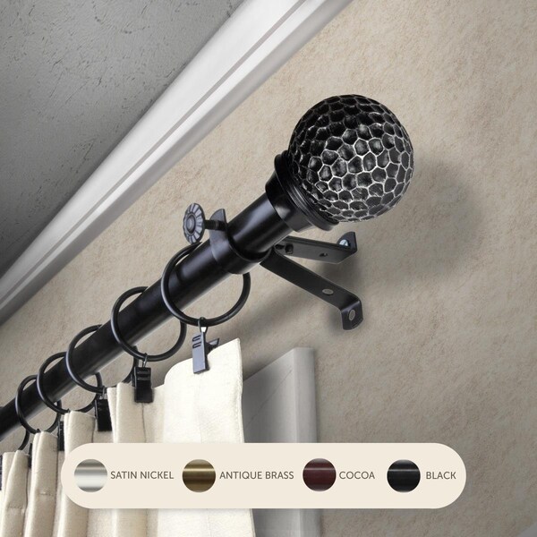 Central Design 0.8125 in. Nicholson Curtain Rod with 48 to 84 in. Extension, Black - 4885-482