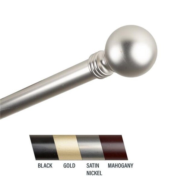 Central Design Central Design 100-01-995 Globus 1 in. Curtain Rod; 120-170 in. - Satin Nickel - 100-01-995