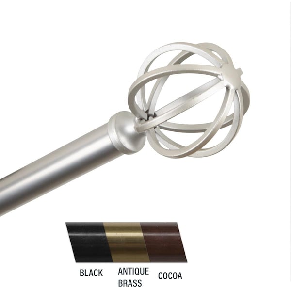 Central Design Crate 0.81 in. Curtain Rod, 28-48 in. - Satin Nickel - CE436891