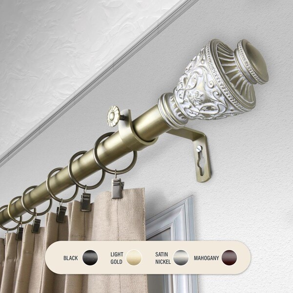 Kd Encimera 1 in. Ron Curtain Rod with 66 to 120 in. Extension, Light Gold - KD3714656
