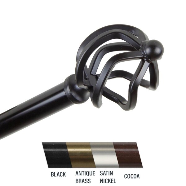 Central Design Giro 0.81 in. Curtain Rod, 28-48 in. - Black - CE436867