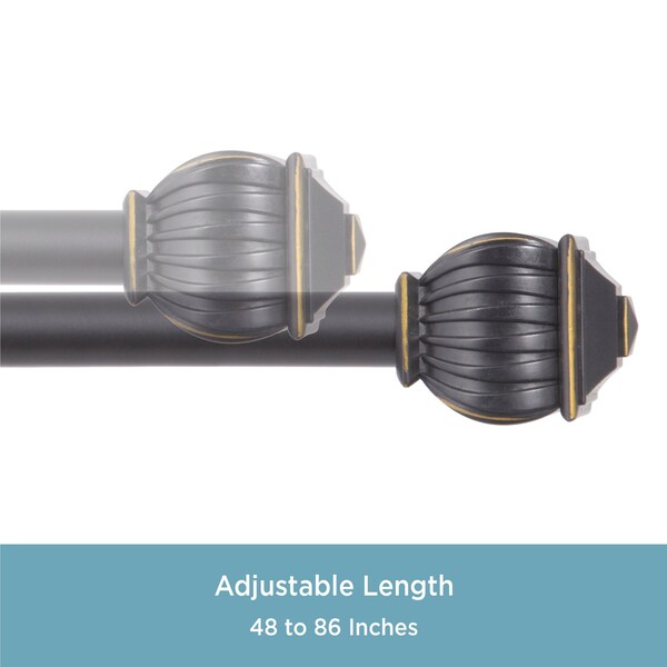 Kenney Mfg Kenney Beckett 5/8" Standard Decorative Window Curtain Rod, 48-86", Oil Rubbed Bronze - KN71647V1