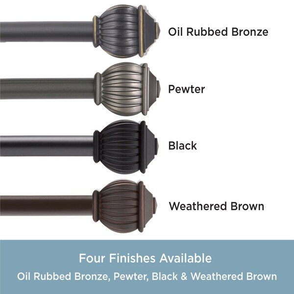 Kenney Mfg Kenney Beckett 5/8" Standard Decorative Window Curtain Rod, 48-86", Oil Rubbed Bronze - KN71647V1