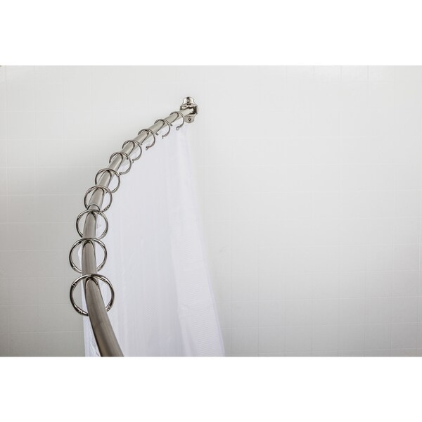 Elements By Hardware Resources 56"-72" Satin Nickel Adjustable Curved Shower Curtain Rod - Retail Packaged 2PK - SR02-SN-R